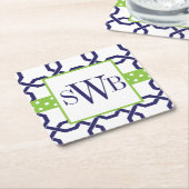 ラティス&グロスグレインモノグラムの紙コースター スクエアペーパーコースター (アングル)