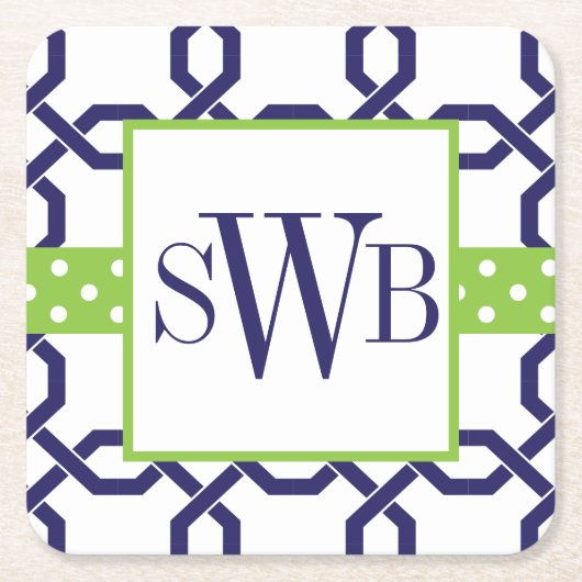 ラティス&グロスグレインモノグラムの紙コースター スクエアペーパーコースター (正面)