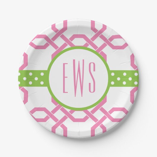 ラティス&グロスグレインモノグラムの紙プレート ペーパープレート (正面)