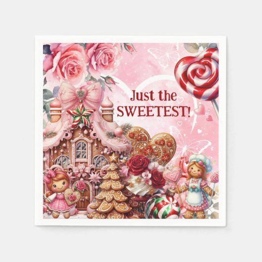 ラティス&レースバレンタインデンガーブレッドナプキンズ スタンダードカクテルナプキン (正面)