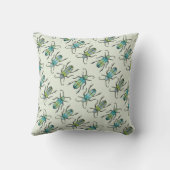 ラティペス昆虫の虫のパターンティール(緑がかった色)緑の枕 クッション (裏面)