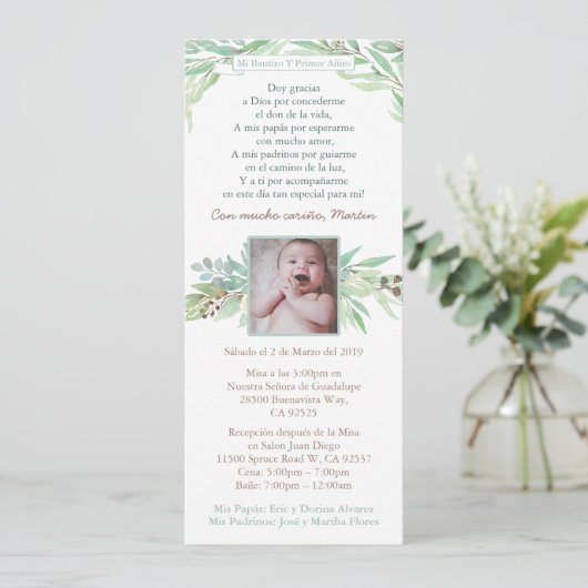 ラティーノのバプテスマの最初の誕生日，でスペインの, 招待状 (スタンド正面)