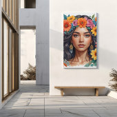 ラティーノアメリカンガールウォーター色アートプリント ポスター