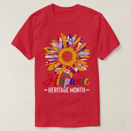 ラティーノカントリー国旗ひまわりヒスパニック伝統 Tシャツ (デザイン正面)