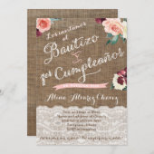 ラティーノバプテスマ&ファースト誕生日カードスペインのイン 招待状 (正面/裏面)