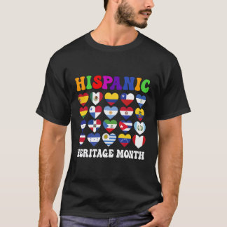 ラティーノ国フラッグスハートヒスパニック伝統モン Tシャツ