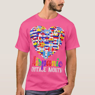 ラティーノ国フラッグスハートヒスパニック伝統モン Tシャツ