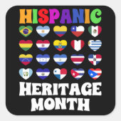 ラティーノ国フラッグスハート，ハッピーお祝い スクエアシール (正面)