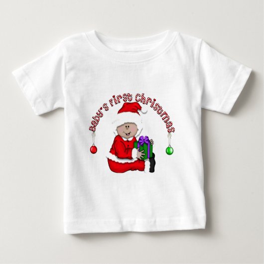 ラティーノ小妖精や小人ベビー1stクリスマス ベビーTシャツ (正面)