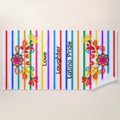 ラティ誇りを持ったノの赤ちゃんシャワー | フローラとストライプ ビーチタオル (正面)