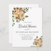 ラテクリームアイボリーベージュフローラブライダルシャワー ポストカード (正面/裏面)