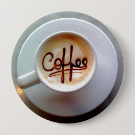 ラテコーヒーカップとソーサー 缶バッジ