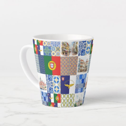 ラテコーヒーカップ12ポルトガル国旗とアゾレス カフェラテマグ (左アングル)