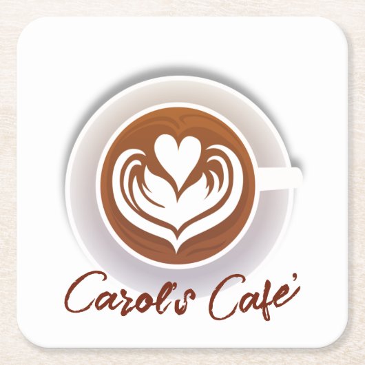 ラテコーヒーカップ スクエアペーパーコースター (正面)