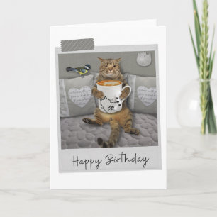 ラテコーヒーキャッおもしろいト誕生日カード カード