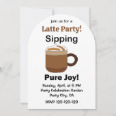 ラテコーヒードリンクを楽しむ純粋な喜び ラテパーティー 招待状 (正面)