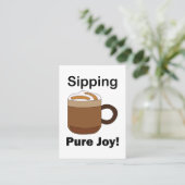 ラテコーヒードリンクを飲む純粋な喜び コーヒーショップ 名刺 (スタンド正面)