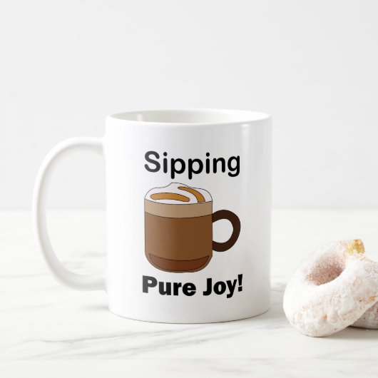 ラテコーヒードリンクを飲む純粋な喜び コーヒーマグカップ (ドーナツ)