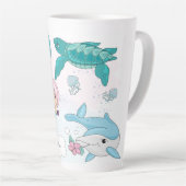 ラテコーヒー背の高いマグカップパーソナライズされたマーメイド カフェラテマグ (右アングル)