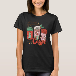 ラテスイーツドリンクカップコーヒー冬クリスマスパ Tシャツ