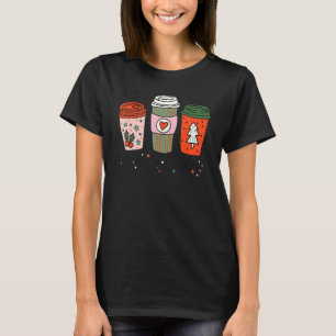 ラテスイーツドリンクカップコーヒー冬クリスマスパ Tシャツ