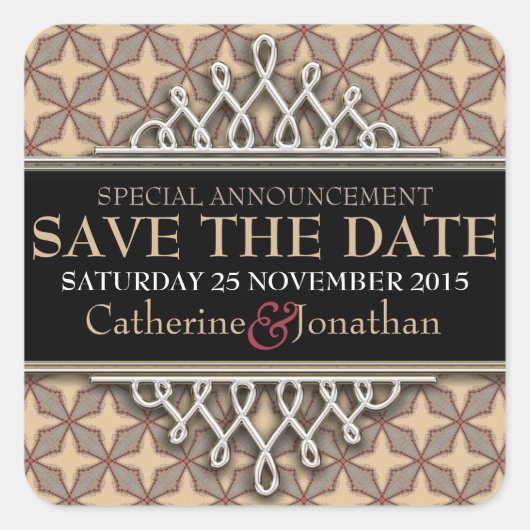 ラテスター日付ステッカーを保存 スクエアシール (正面)