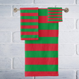 ラテックスレッド&ホワイトストライプのバスタオルセット バスタオルセット