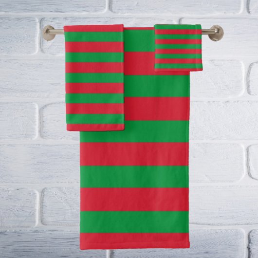 ラテックスレッド&ホワイトストライプのバスタオルセット バスタオルセット