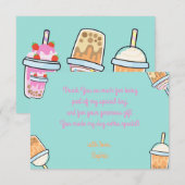 ラテファン コーヒー ボバ ティー 誕生日 サンキューカード (正面/裏面)