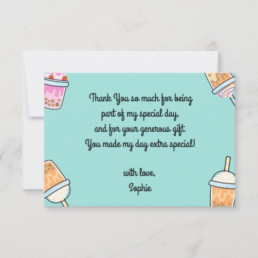 ラテファン コーヒー ボバ ティー 誕生日 サンキューカード (正面)