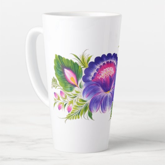 ラテマグとウクライナフローラデザイン カフェラテマグ (左アングル)