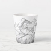 ラテマグに描かれた鉛筆画の山々 カフェラテマグ (正面)