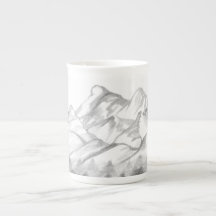 ラテマグに描かれた鉛筆画の山々