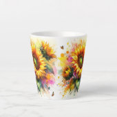 ラテマグカップ – イエローサンフラワー カフェラテマグ (正面)