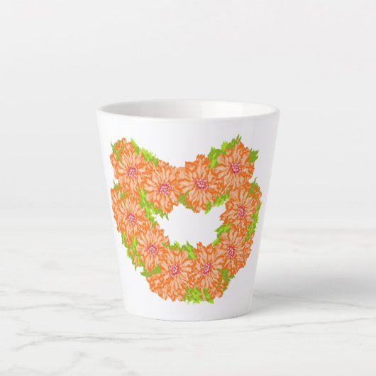 ラテマグカップ：ハートのデイジー カフェラテマグ (正面)