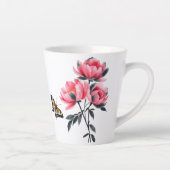 ラテマグカップ – ピンク牡丹の花,蝶 カフェラテマグ (右)