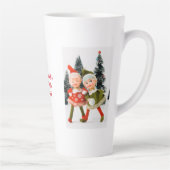 ラテマグカップ、メリークリスマス小妖精や小人 カフェラテマグ (右)