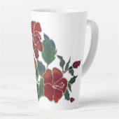 ラテマグカップ – 赤ハイビスカスフラワー カフェラテマグ (右アングル)