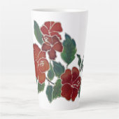 ラテマグカップ – 赤ハイビスカスフラワー カフェラテマグ (正面)