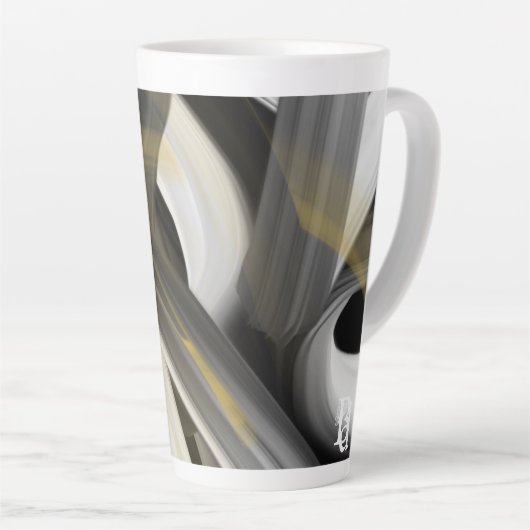 ラテマグ抽象芸術トレンドインテリアデコーブラック カフェラテマグ (右アングル)