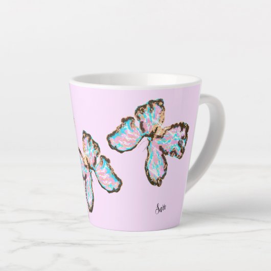 ラテマグ：蝶 カフェラテマグ (右アングル)