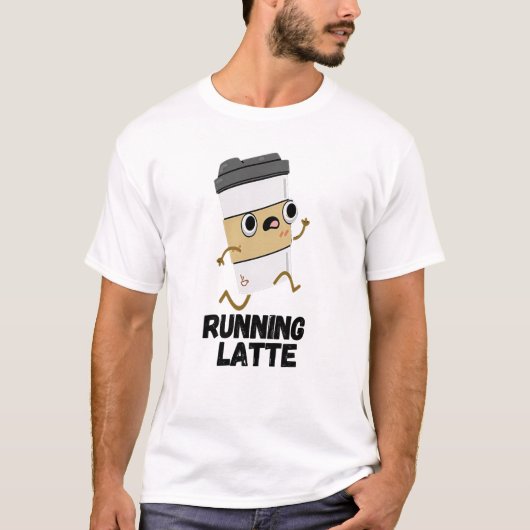ラテランニングコーヒおもしろいープン Tシャツ (正面)