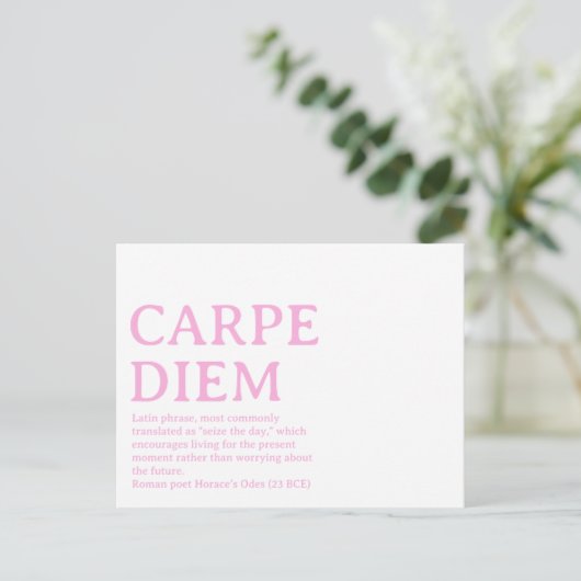 ラテンの格言 Carpe Diem ポストカード (スタンド正面)