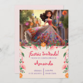 ラテンアメリカプリンセス誕生日招待状 招待状 (正面/裏面)