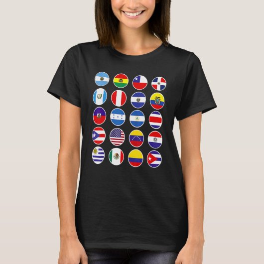 ラテンアメリカ国旗の国々ヒスパニック・ヘリタ Tシャツ (正面)