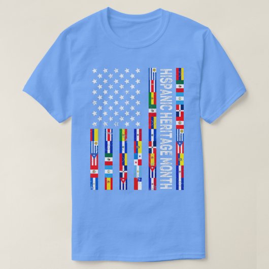 ラテンアメリカ国旗ヒスパニック伝統月All Co Tシャツ (デザイン正面)