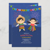 ラテンアメリカ子供の誕生日フィエスタ 招待状 (正面/裏面)