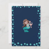 ラテンアメリカ系女性の人魚とシーホース | 誕生日パーティー 招待状 (裏面)