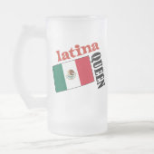 ラテンアメリカ系女性クイーン&メキシコ国旗 フロストグラスビールジョッキ (左)