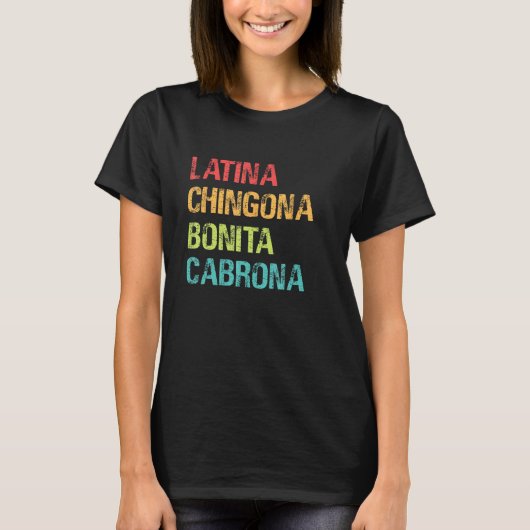 ラテンアメリカ系女性チョンナボニタカブロナ Tシャツ (正面)